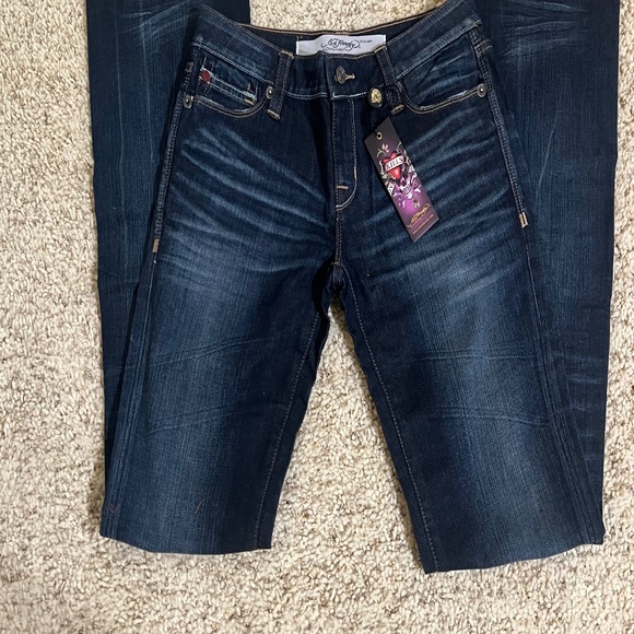 New Ed Hardy Jeans Women's Embroidered Logo Size 29 Denim Jeans Boot Cut NWT - Picture 3 of 8